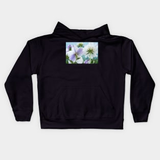 Scabiosa  Vanilla Scoop and  Anemone  Wild Swan Scabious  and  Windflower Kids Hoodie